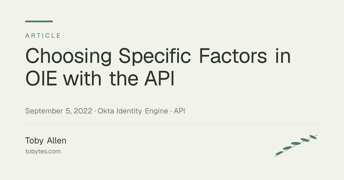 Choosing Specific Factors in OIE with the API