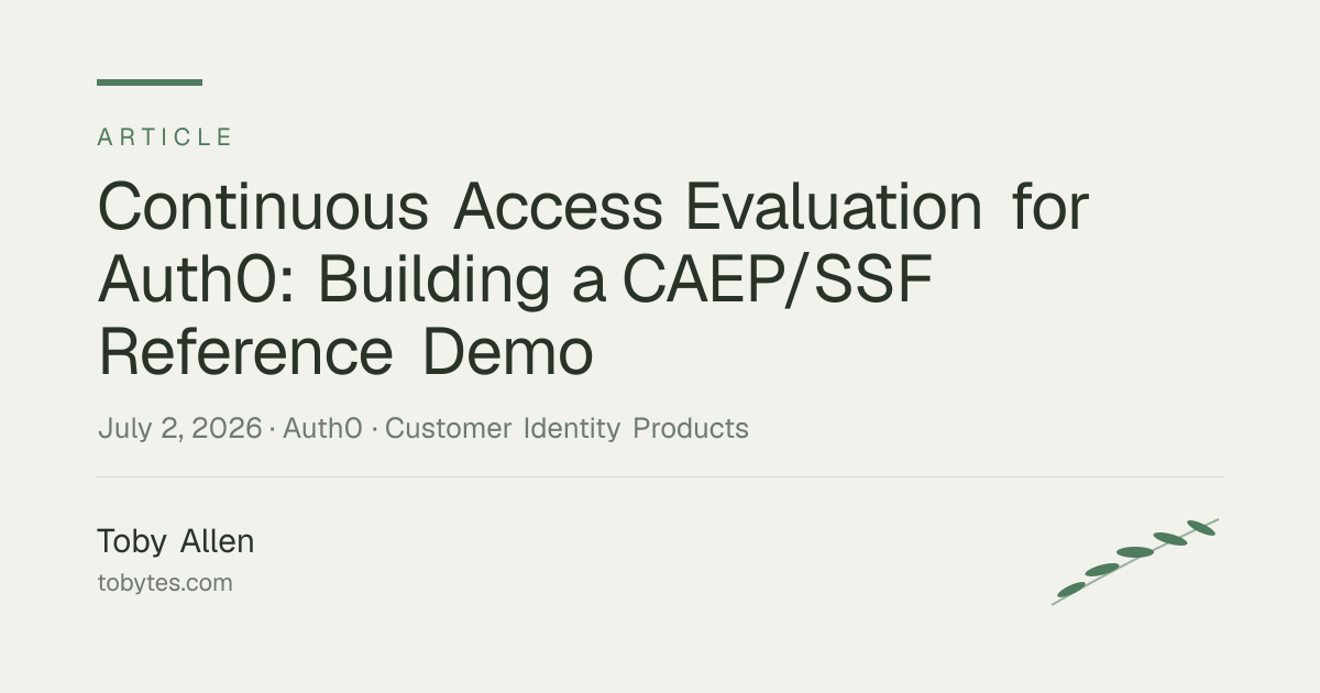 Continuous Access Evaluation for Auth0: Building a CAEP/SSF Reference Demo